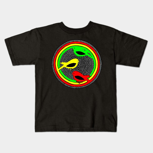 Three Little Birds Circle Kids T-Shirt by LionTuff79